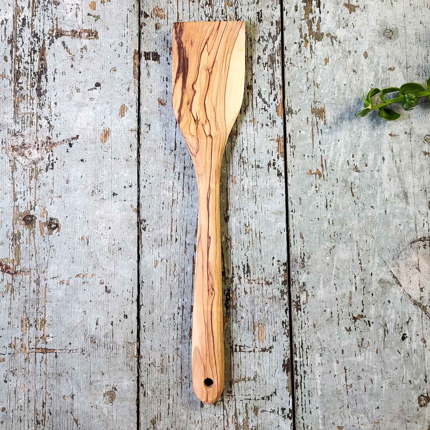 Olive Wood Fat Head Spatula with Edged Sides