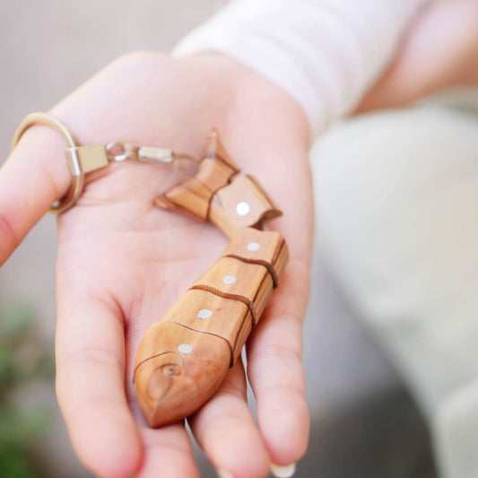 Fish Out Of Olive Wood Handmade Keychain