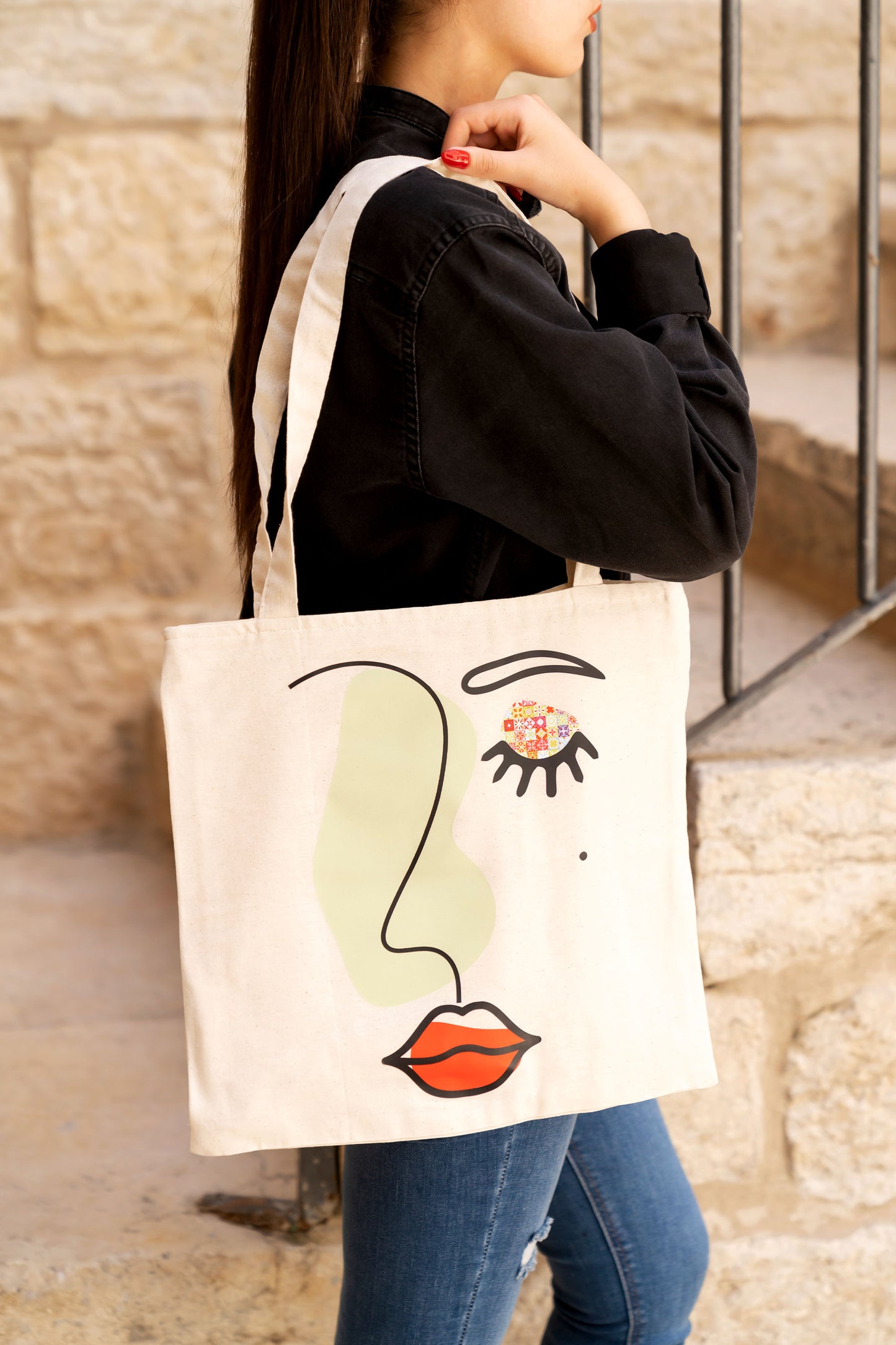 Visual Concept Abstract Face Tote Bag