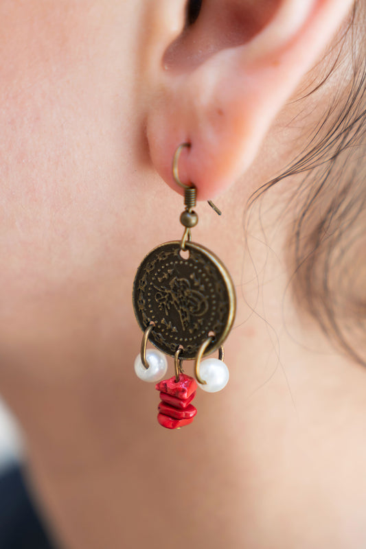 Ancient Art Antique Coin Charm Earrings