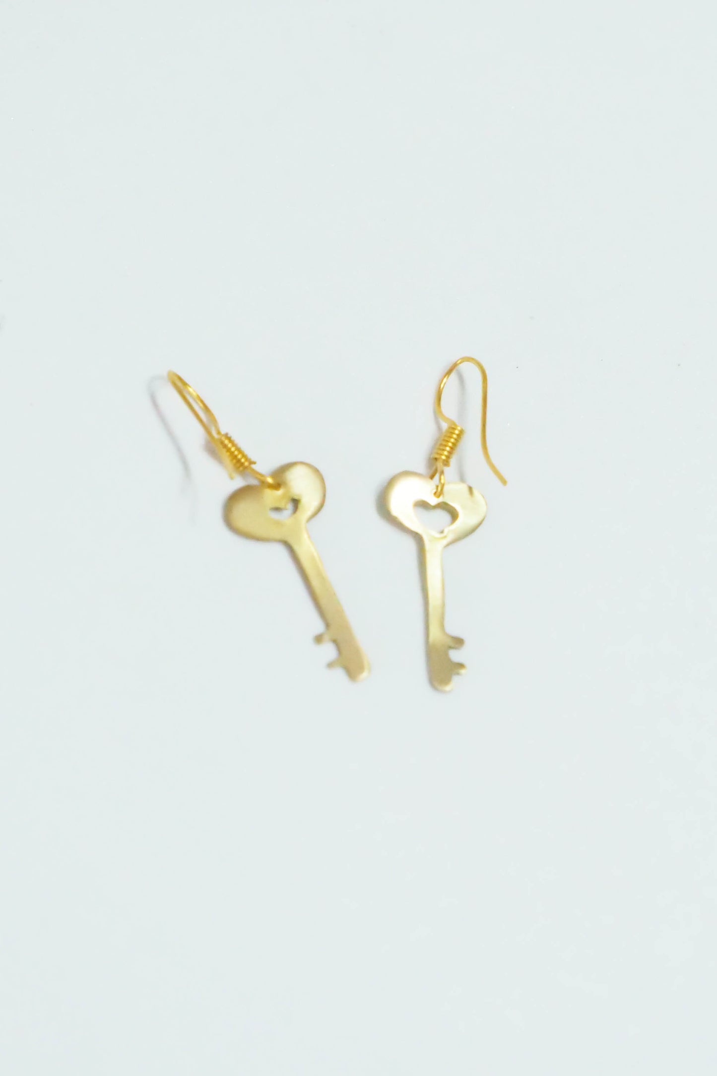 Key To Glory Drop Brass Earrings