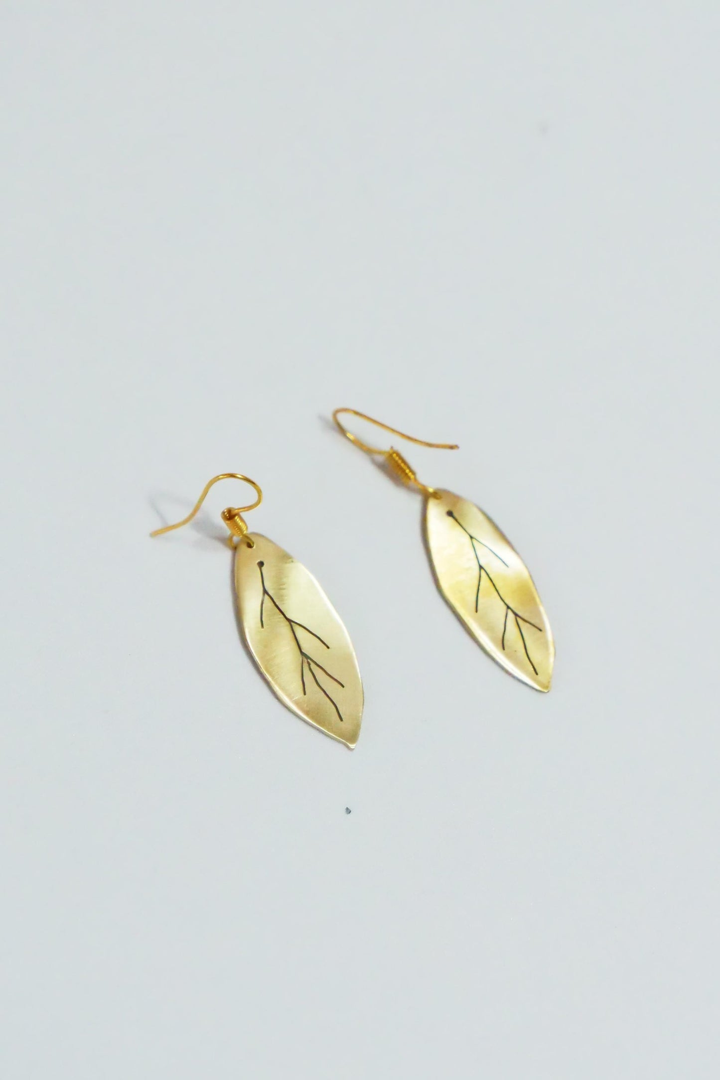 Nature's Calling Gold Leaf Brass Earrings