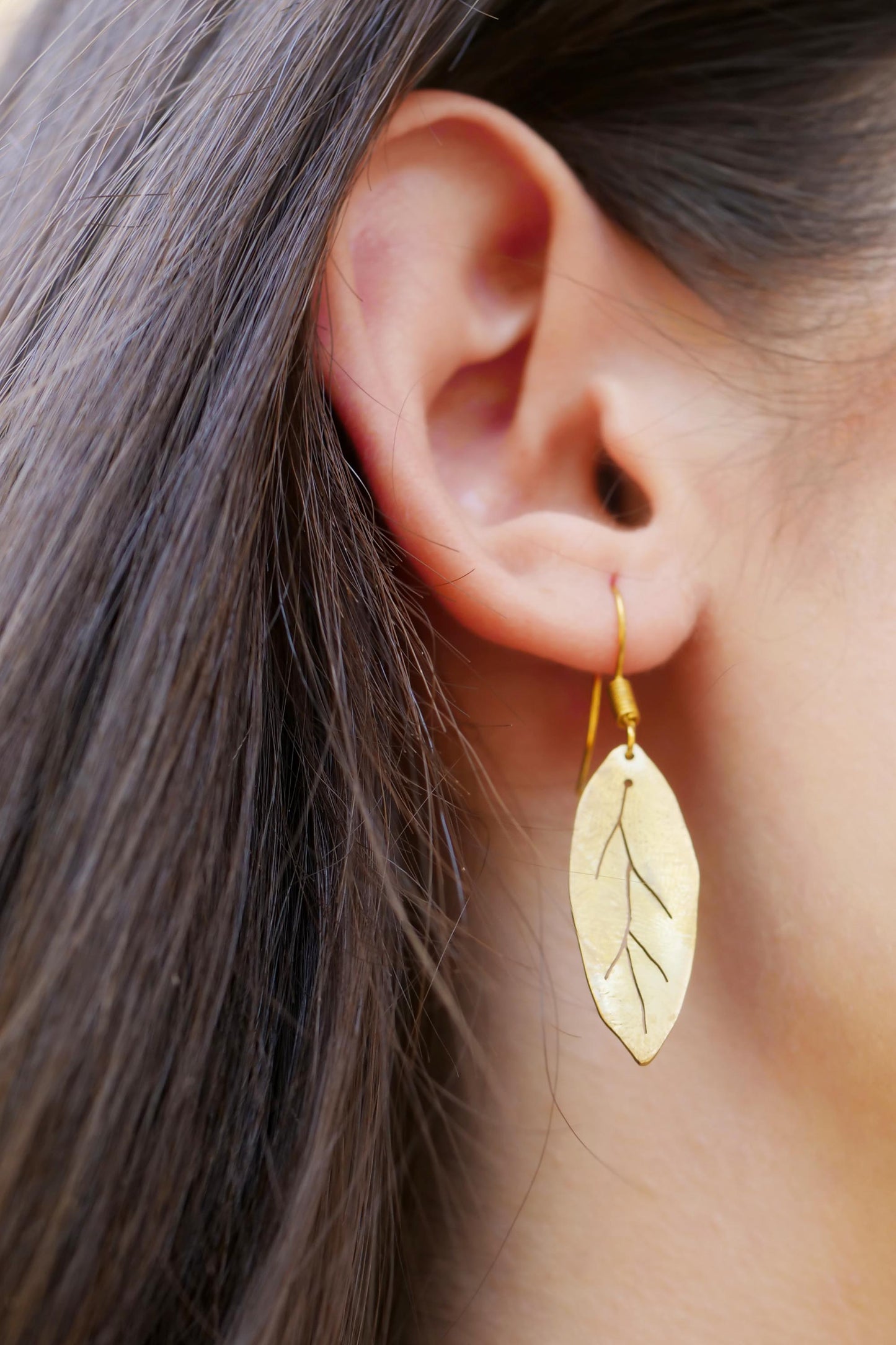 Nature's Calling Gold Leaf Brass Earrings