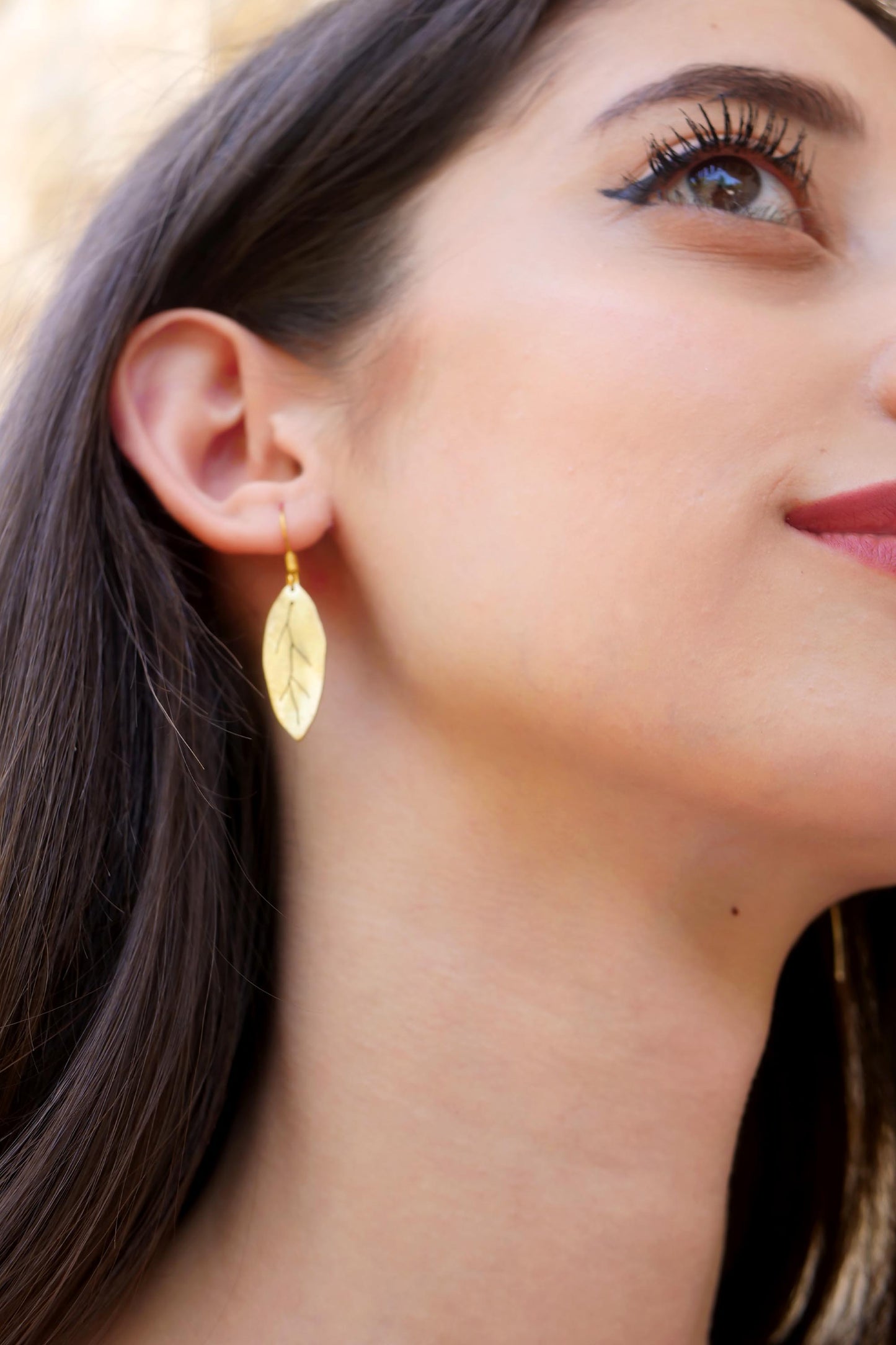 Nature's Calling Gold Leaf Brass Earrings