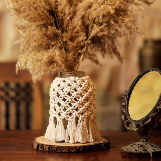 White Dove Macramé Pot Cover