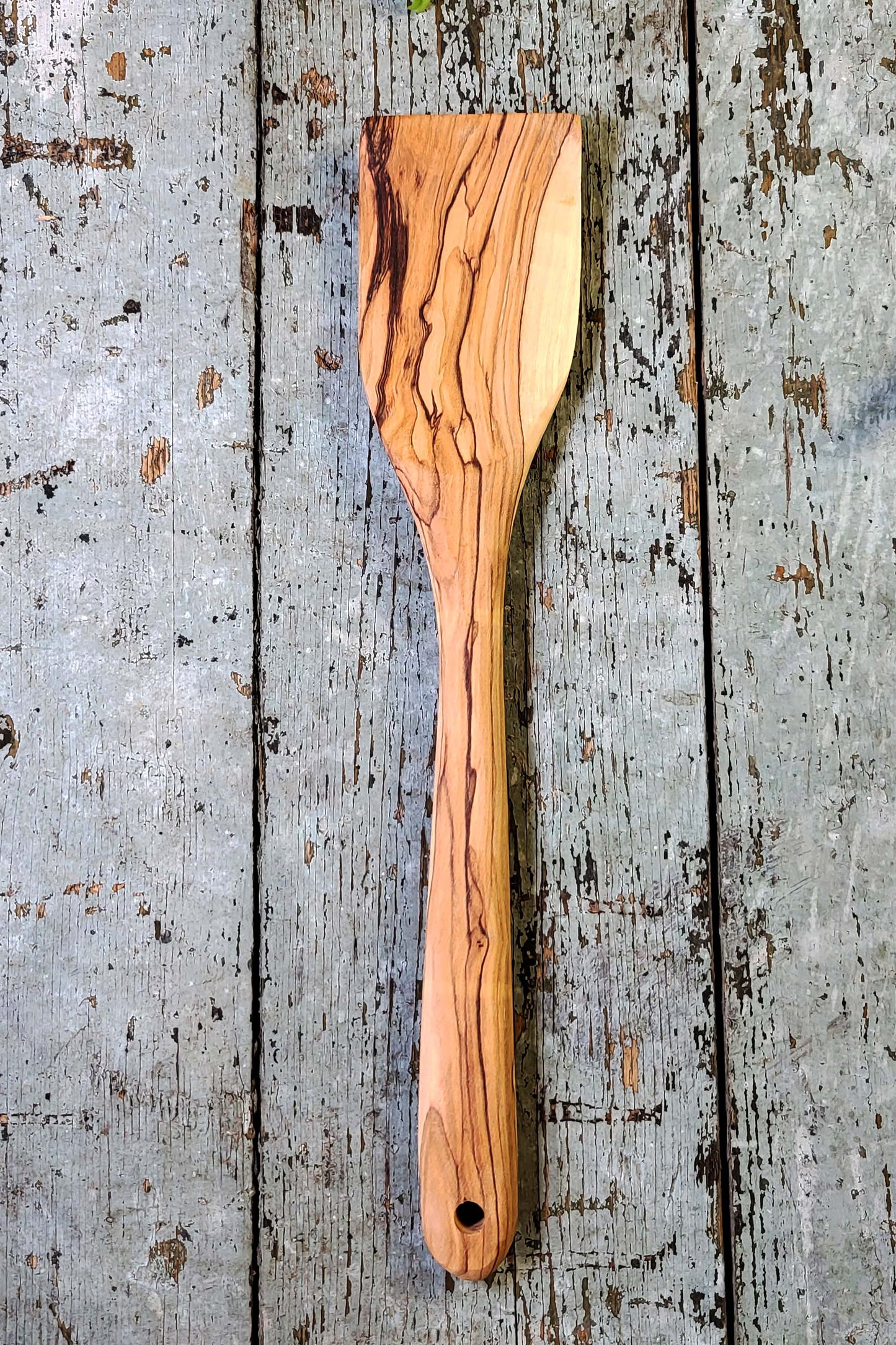 Olive Wood Fat Head Spatula with Edged Sides