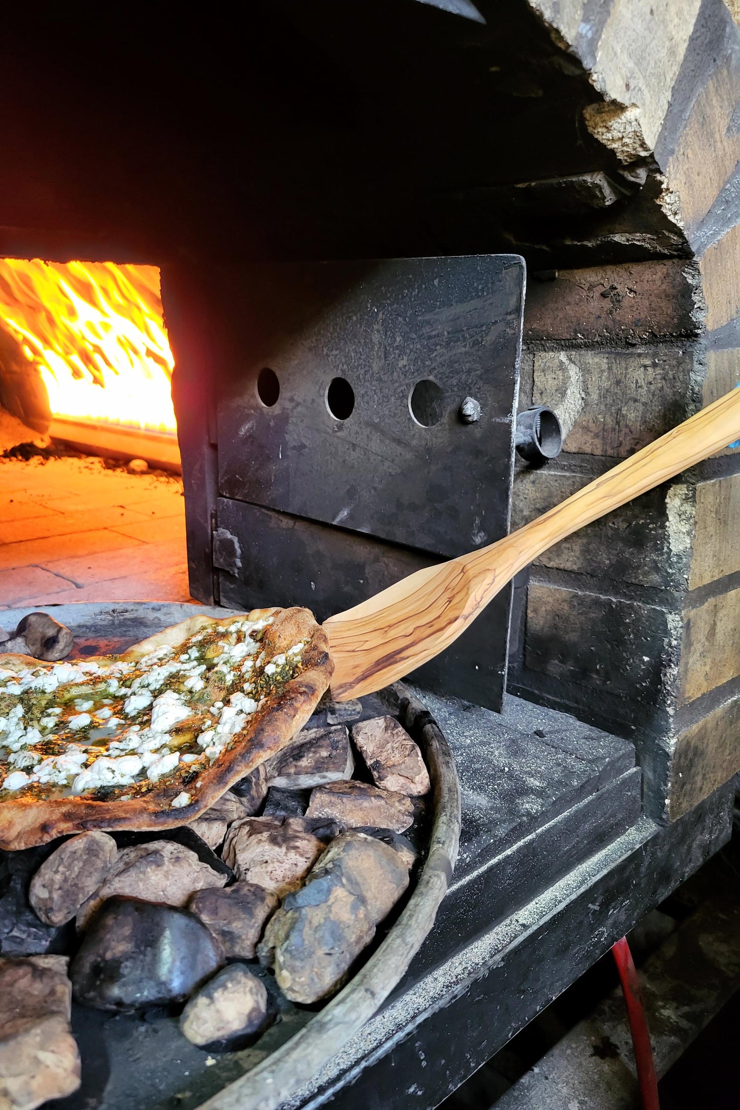 Olive Wood Fat Head Spatula with Edged Sides