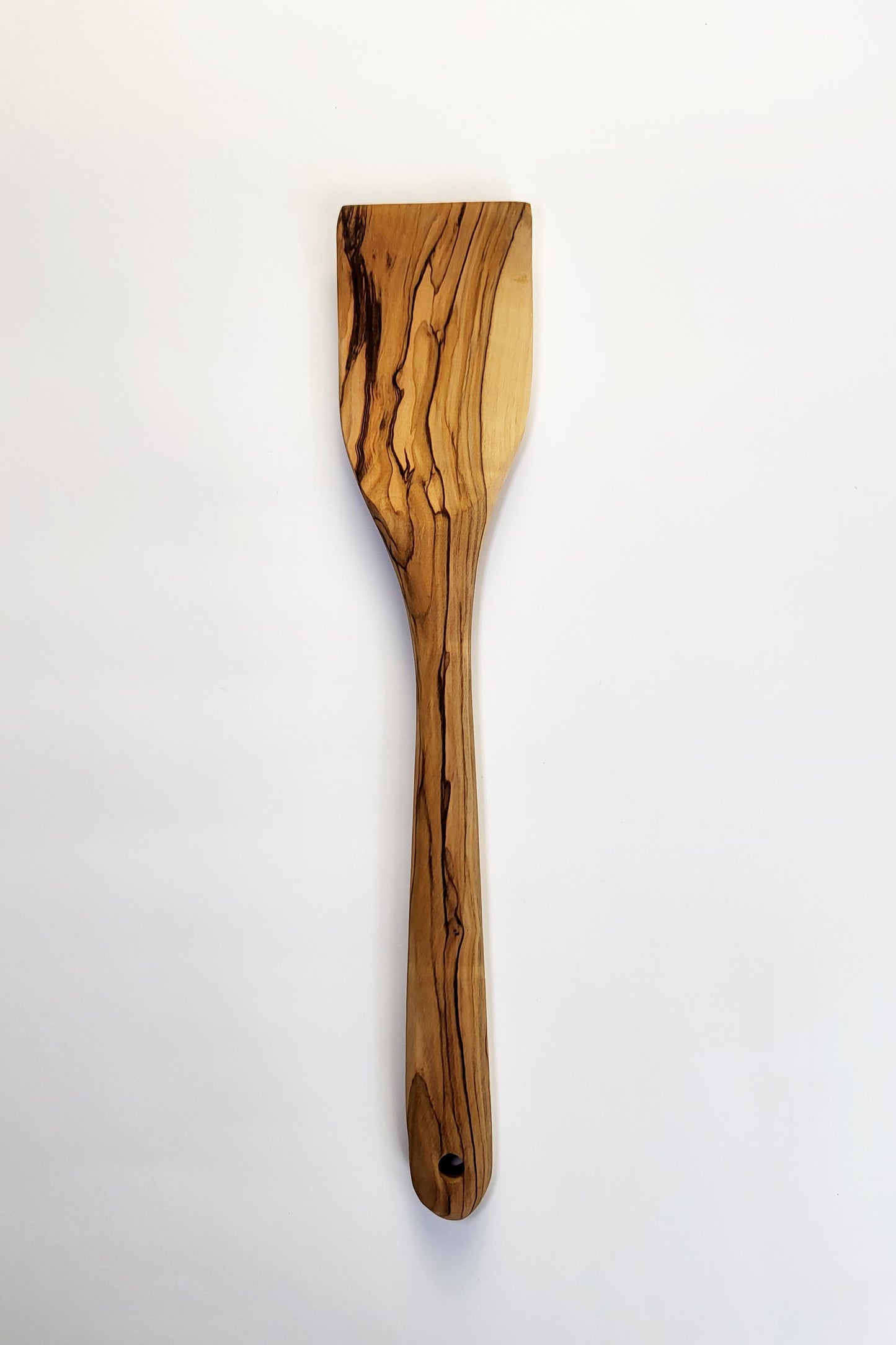 Olive Wood Fat Head Spatula with Edged Sides