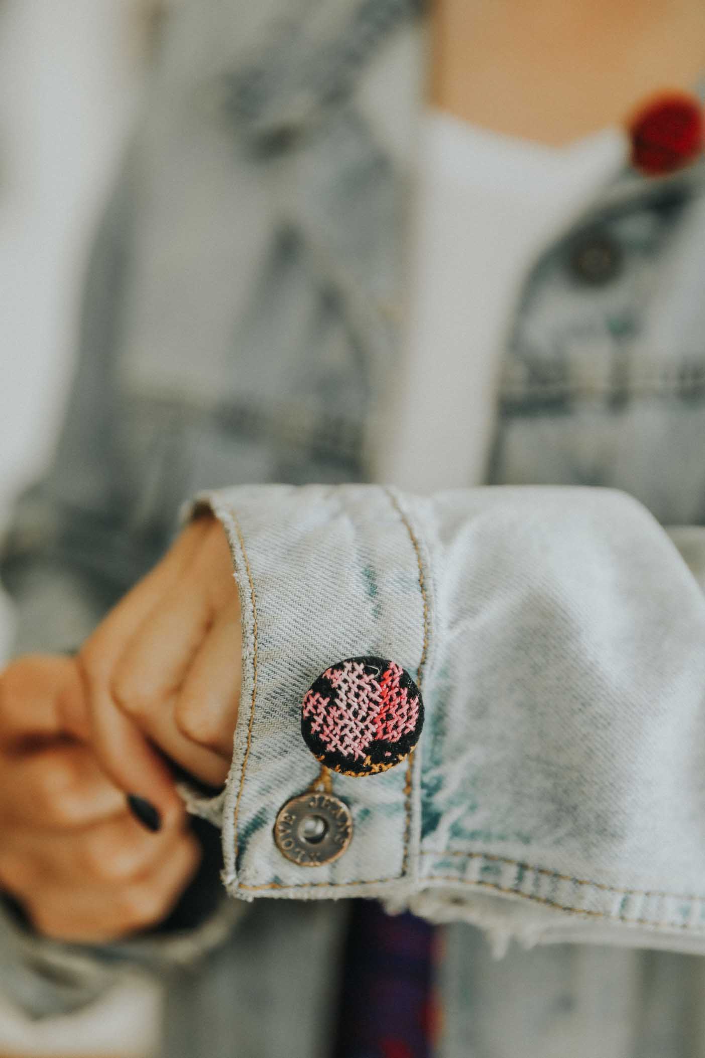 Three Embroidered Buttons